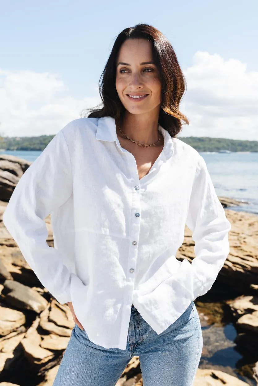Selma Linen Shirt - White sold by White & Co product image thumbnail 3