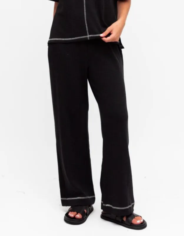 Contrast Stitch Pants - Black sold by White & Co