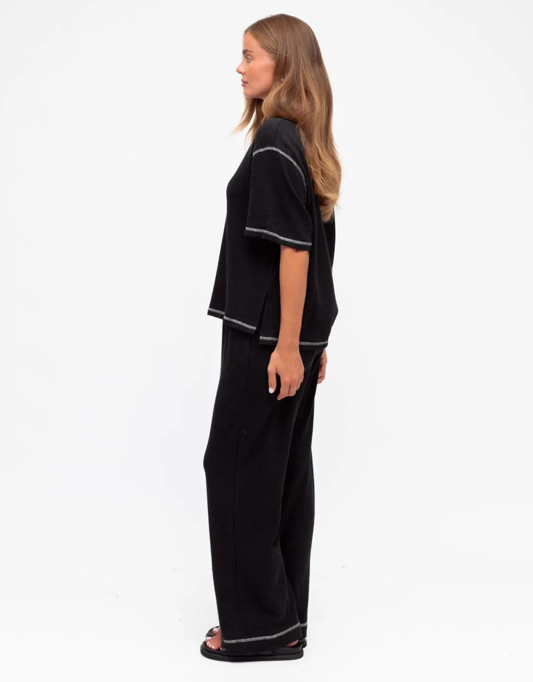 Contrast Stitch Top - Black sold by White & Co product image thumbnail 3