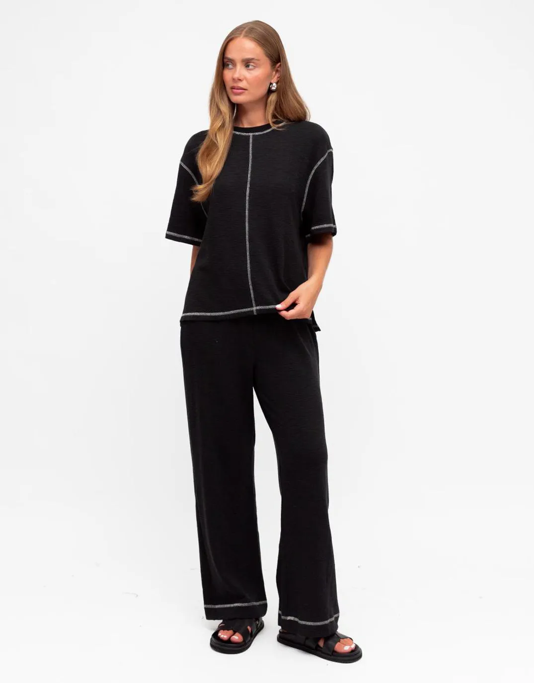 Contrast Stitch Top - Black sold by White & Co product image thumbnail 2