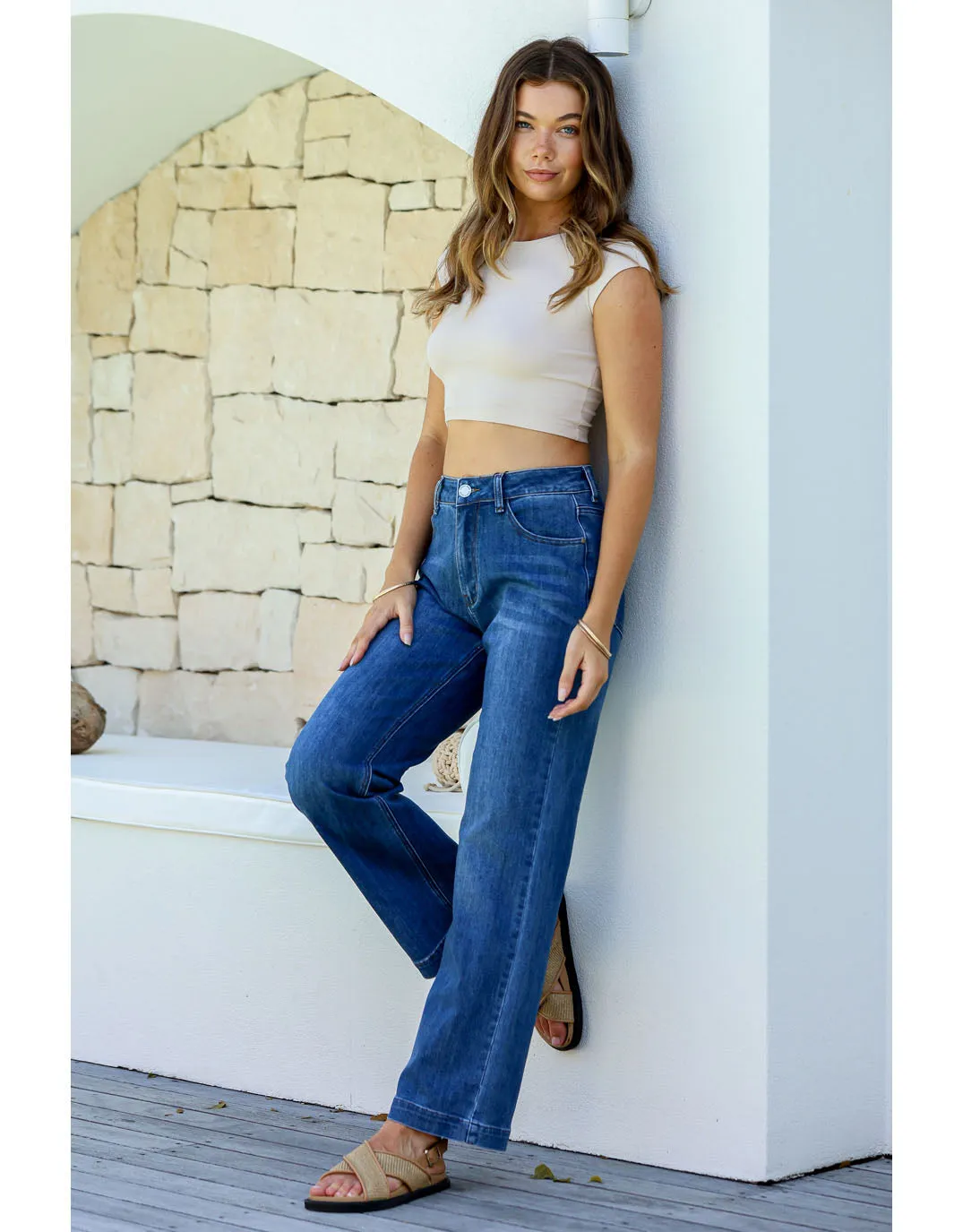 Stretch Straight Leg Jean - Dark Blue sold by White & Co product image thumbnail 2