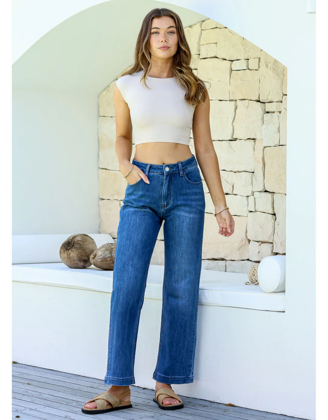 Stretch Straight Leg Jean - Dark Blue sold by White & Co product image thumbnail 3