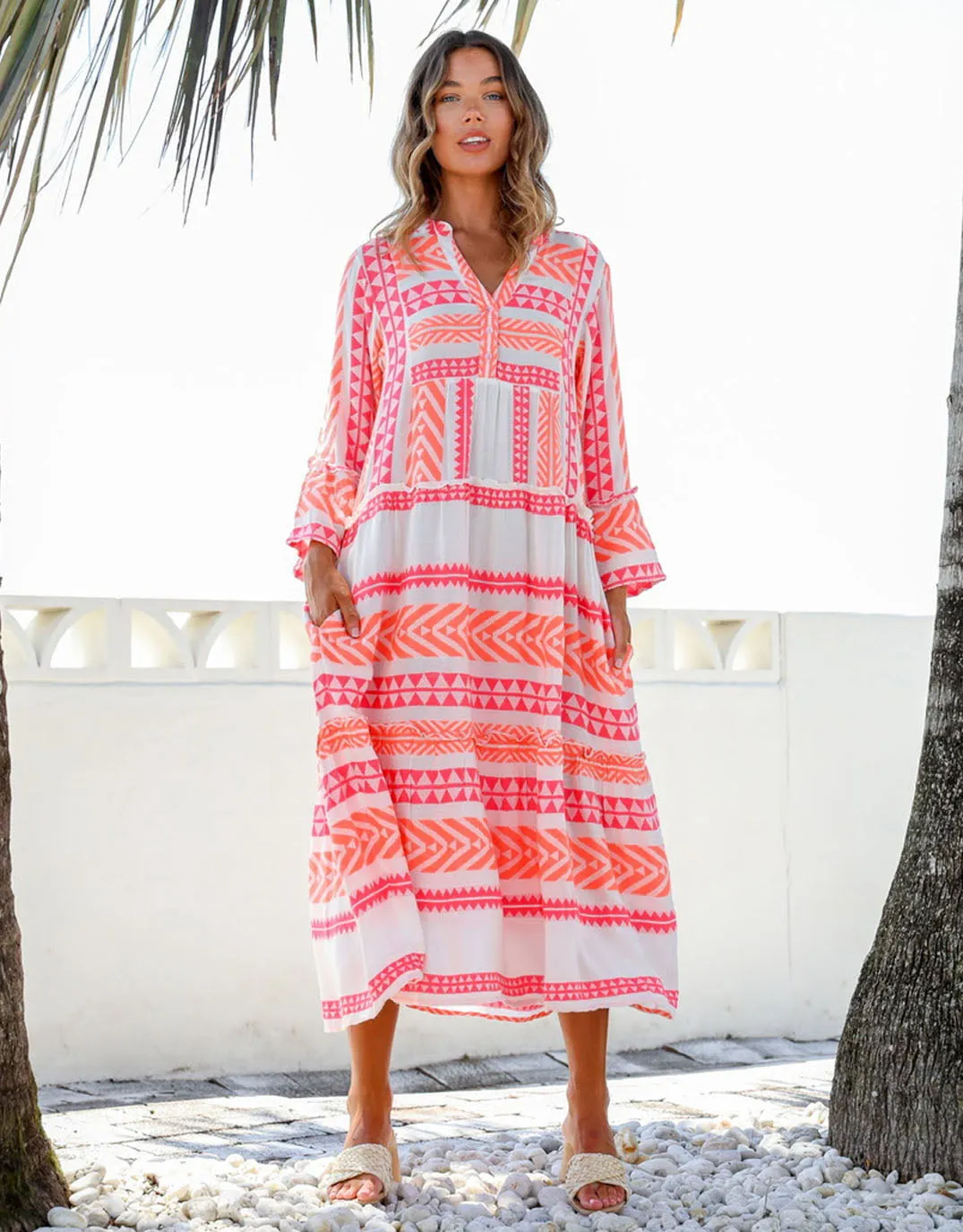 Mediterranean Midi Dress - Pink/Orange sold by White & Co product image thumbnail 4