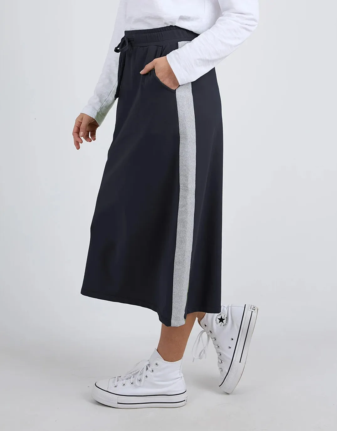 Sloane Skirt - Navy/Grey Marle Trim sold by White & Co