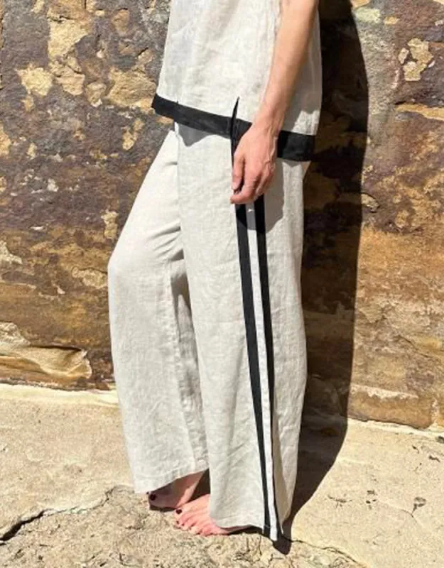 Violet Linen Blend Pants - Natural sold by White & Co