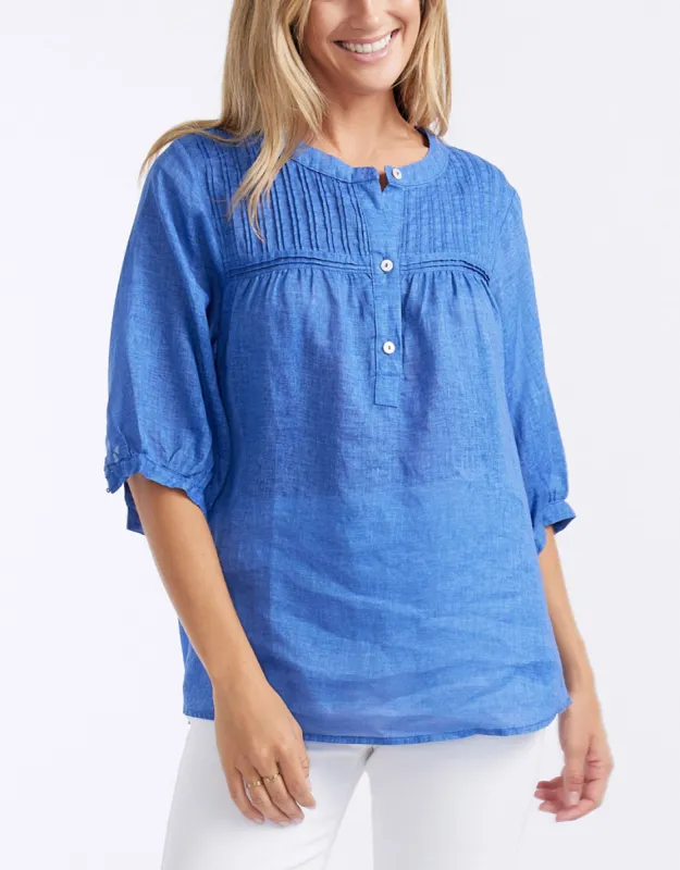 Arris Linen Blouse - Denim sold by White & Co