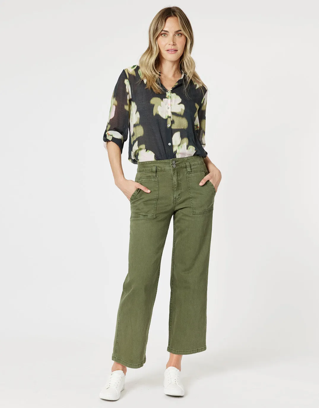 Hudson Wide Leg Jeans - Khaki sold by White & Co product image thumbnail 2