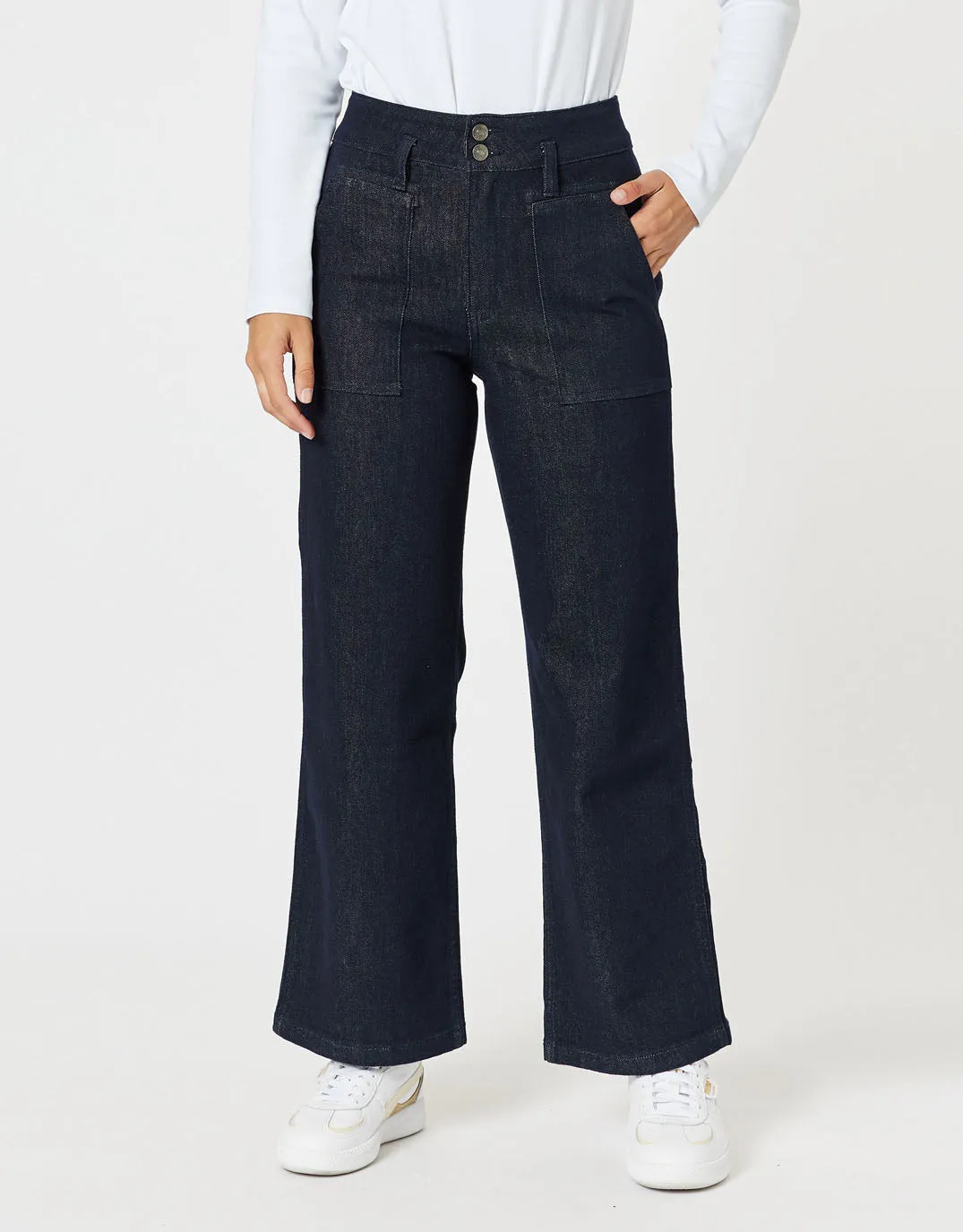 Hudson Wide Leg Jeans - Dark Denim sold by White & Co