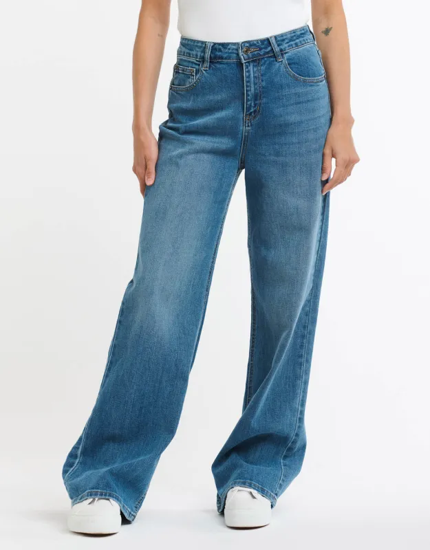 Emma Wide Leg Jeans - Denim sold by White & Co