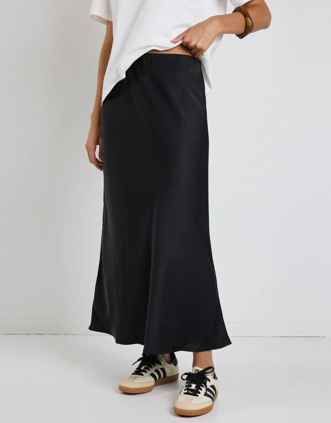 Rosette Satin Skirt - Black sold by White & Co