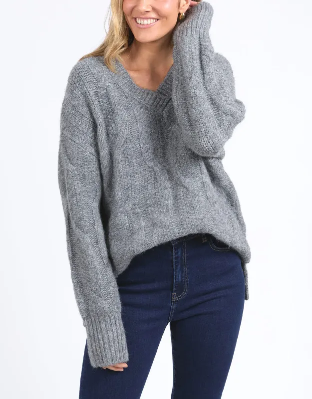 Tallulah Cable Knit - Charcoal sold by White & Co