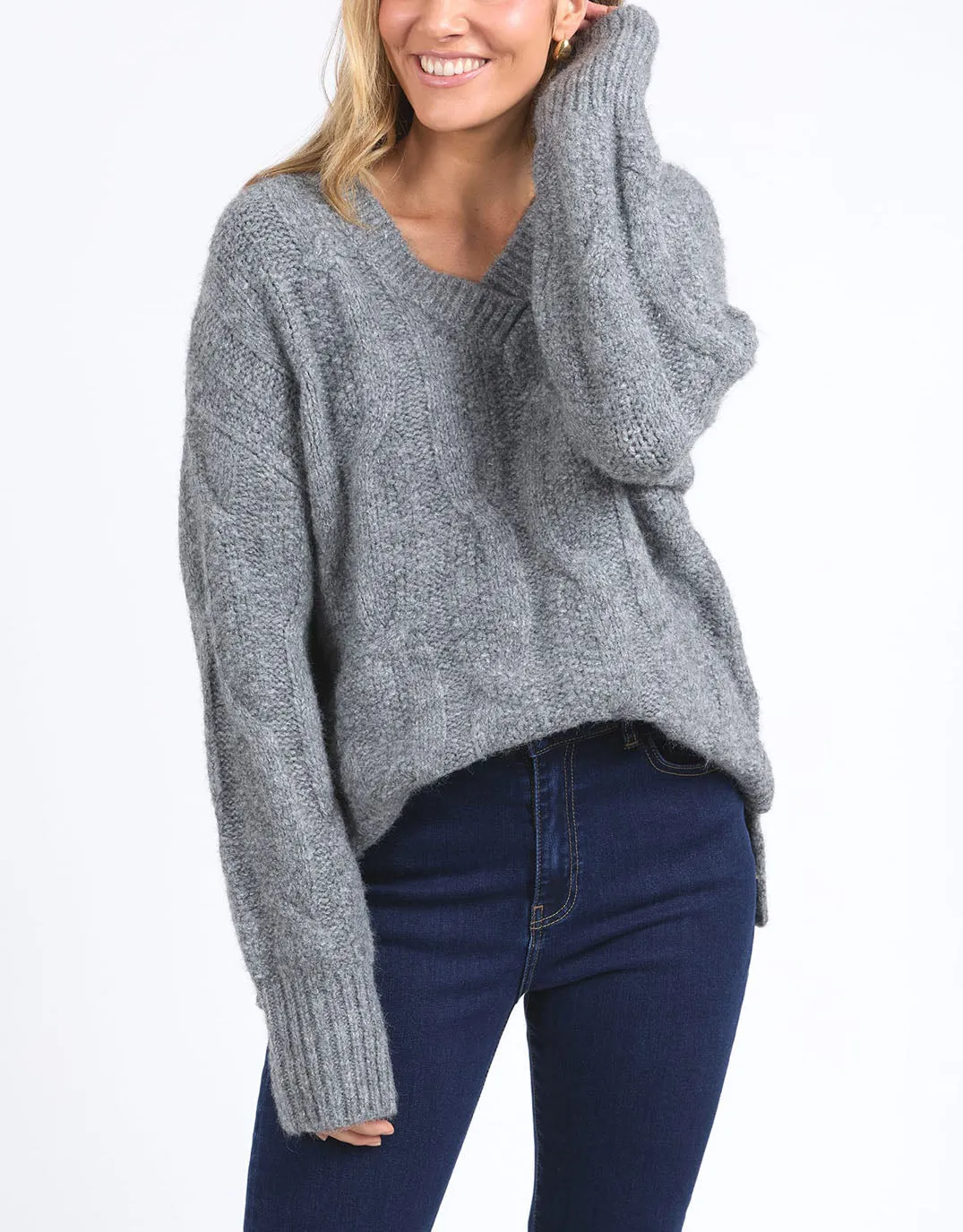 Tallulah Cable Knit - Charcoal sold by White & Co