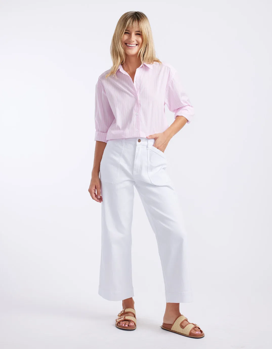 Hayley Classic Shirt - Pale Pink Stripe sold by White & Co product image thumbnail 3