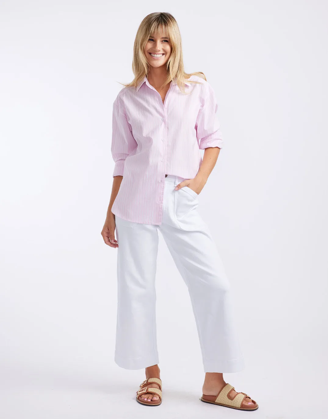 Hayley Classic Shirt - Pale Pink Stripe sold by White & Co product image thumbnail 2