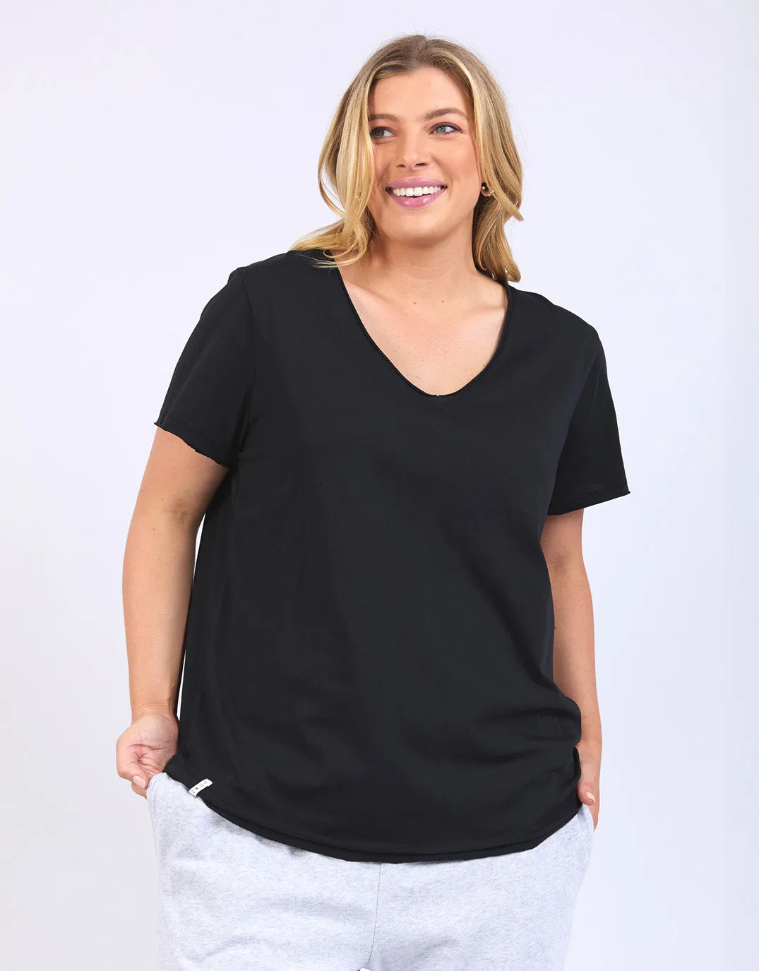 Plus Size Pima Vee Tee - Black sold by White & Co product image thumbnail 4