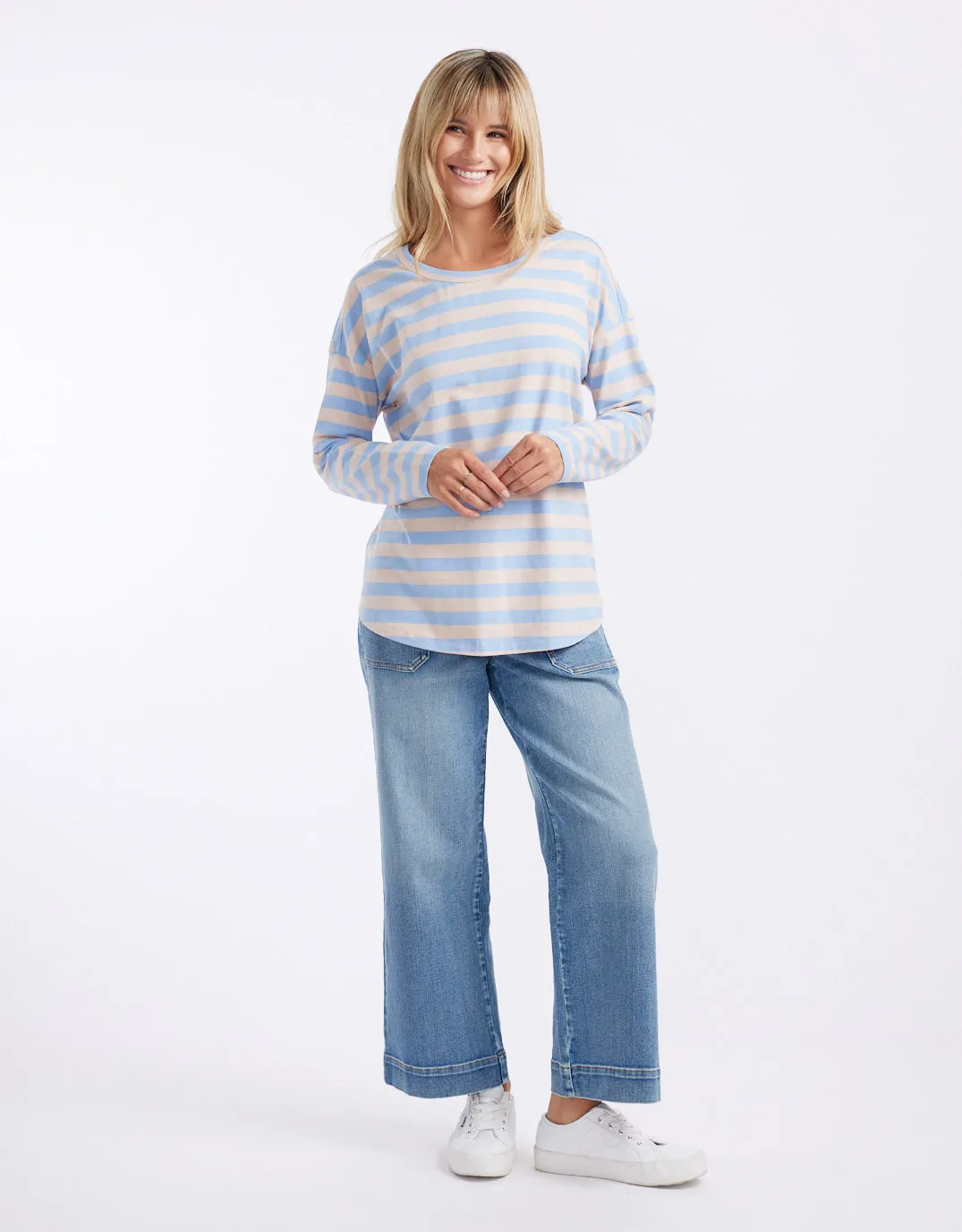 Relaxed Long Sleeve T-Shirt - Dusty Rose/Blue sold by White & Co product image thumbnail 2