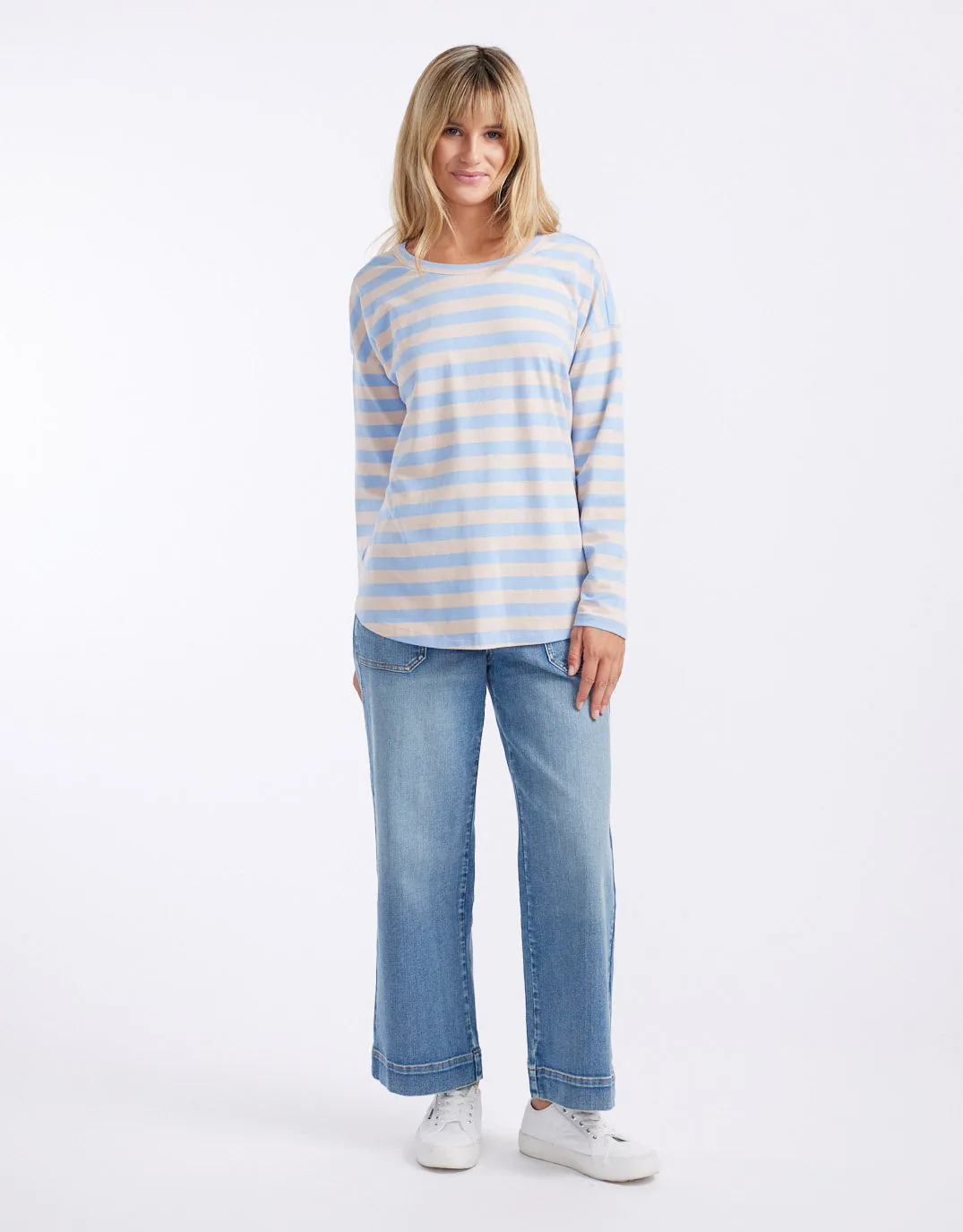 Relaxed Long Sleeve T-Shirt - Dusty Rose/Blue sold by White & Co product image thumbnail 3