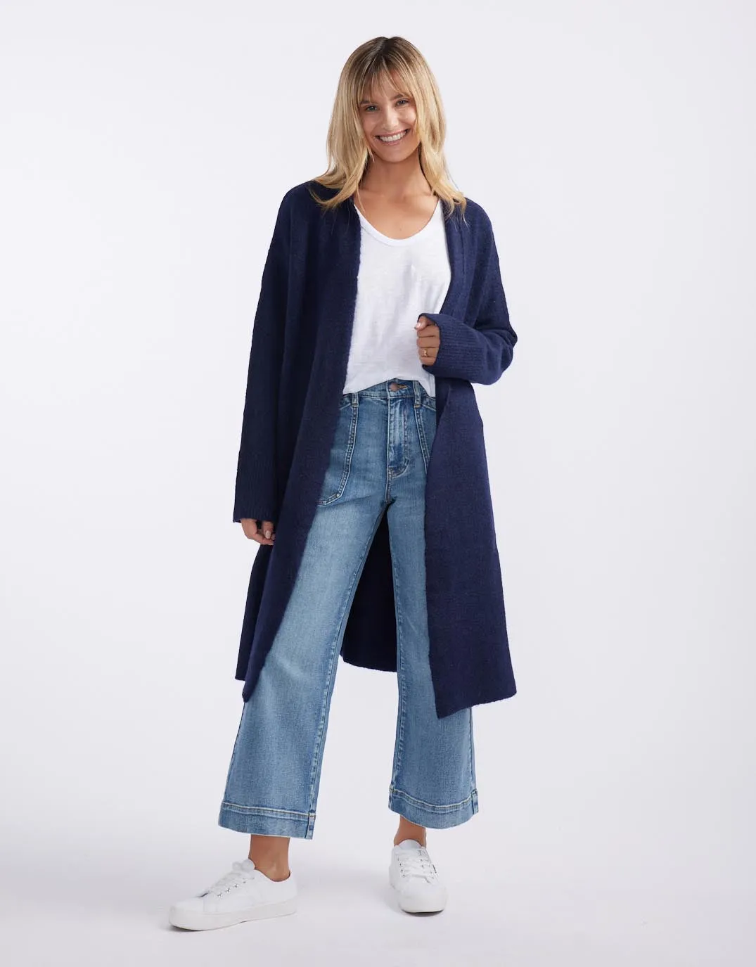 Chalet Longline Cardigan - French Navy/Grey sold by White & Co product image thumbnail 3