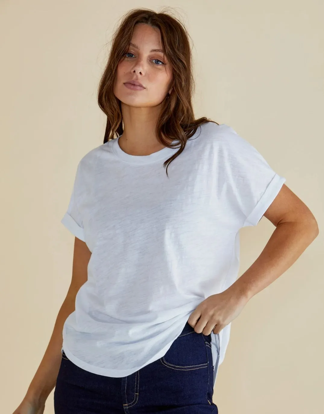 Hailey Short Sleeve Tee - White sold by White & Co