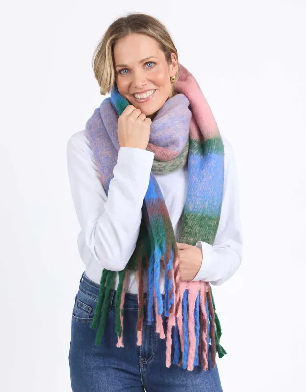 Ribbon Scarf - Pink/Blue/Green Check sold by White & Co