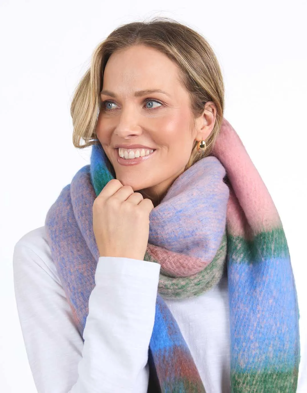 Ribbon Scarf - Pink/Blue/Green Check sold by White & Co product image thumbnail 4