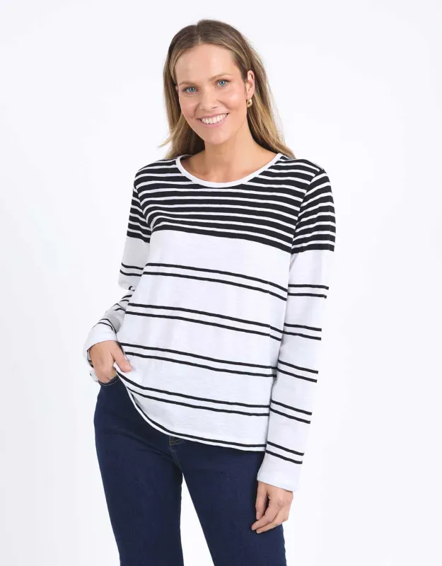 Lexa Stripe Long Sleeve Tee - Black & White Stripe sold by White & Co