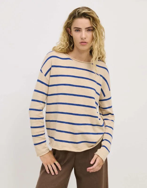 Minnie Knit Top - Blonde/Regatta Blue sold by White & Co