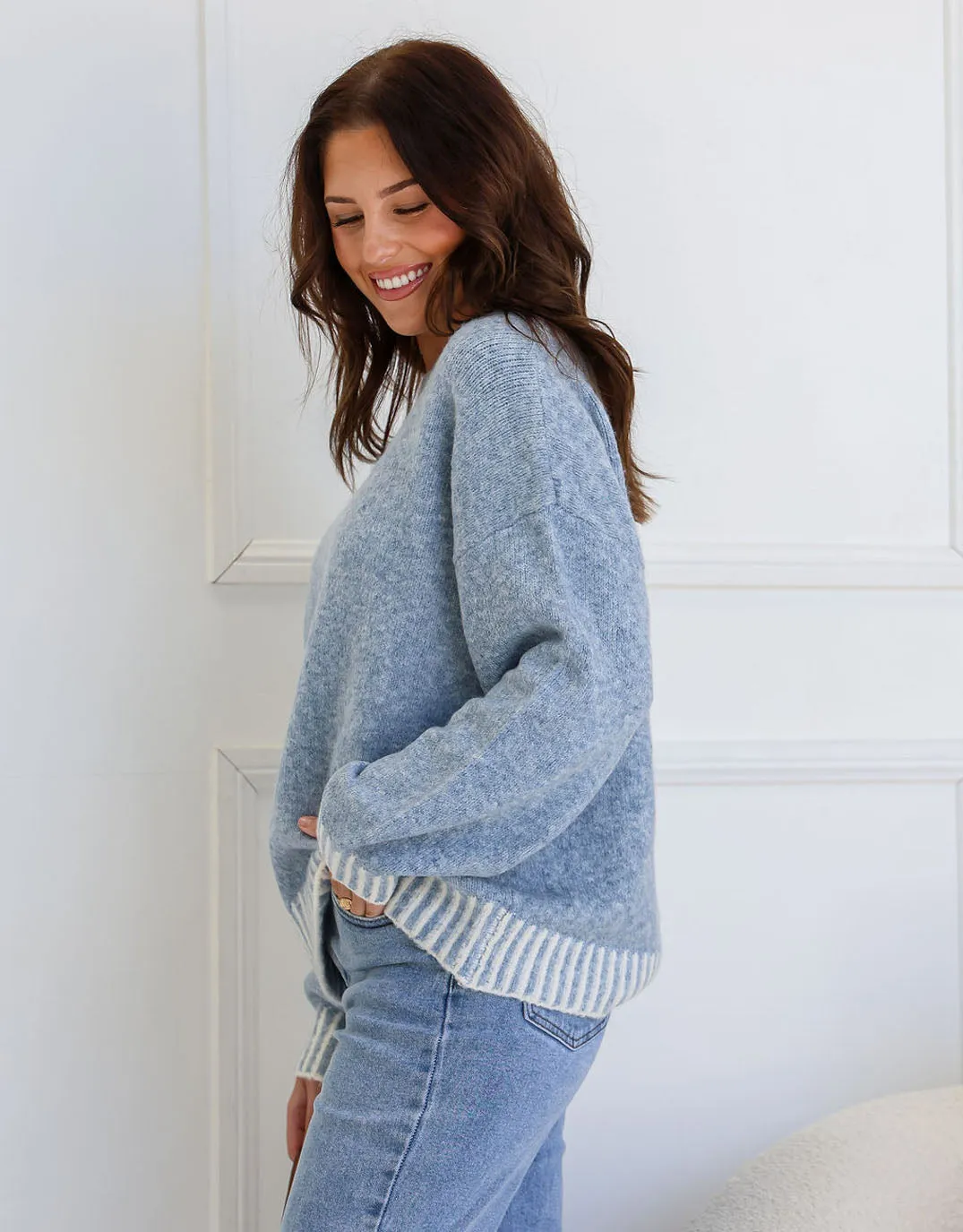 Tilly Wool Blend Crew Neck Knit - Powder Blue sold by White & Co product image thumbnail 4