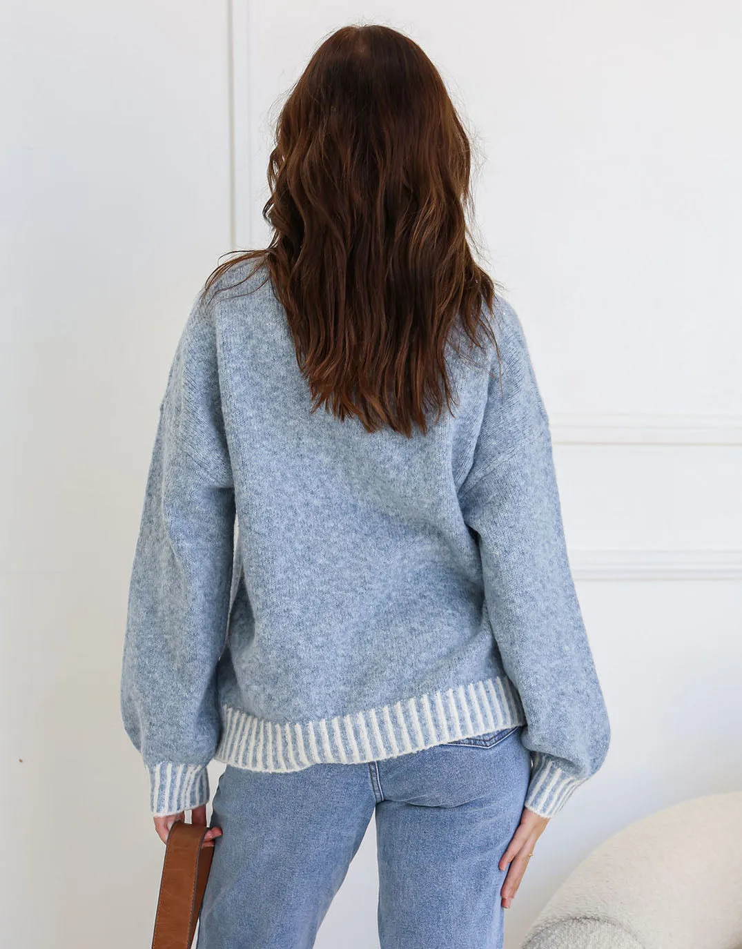 Tilly Wool Blend Crew Neck Knit - Powder Blue sold by White & Co product image thumbnail 5