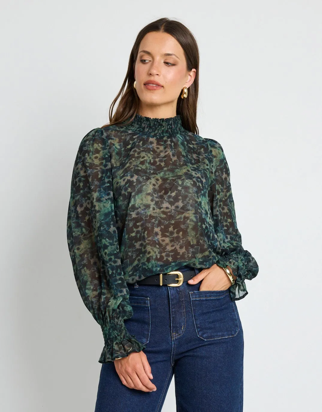 Emphatic Long Sleeve Blouse - Khaki sold by White & Co