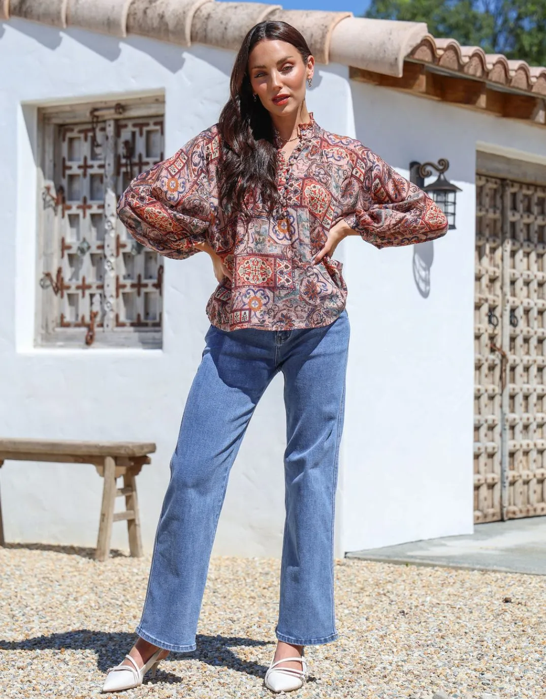 Demi Blouse - Blush/Chocolate sold by White & Co product image thumbnail 2