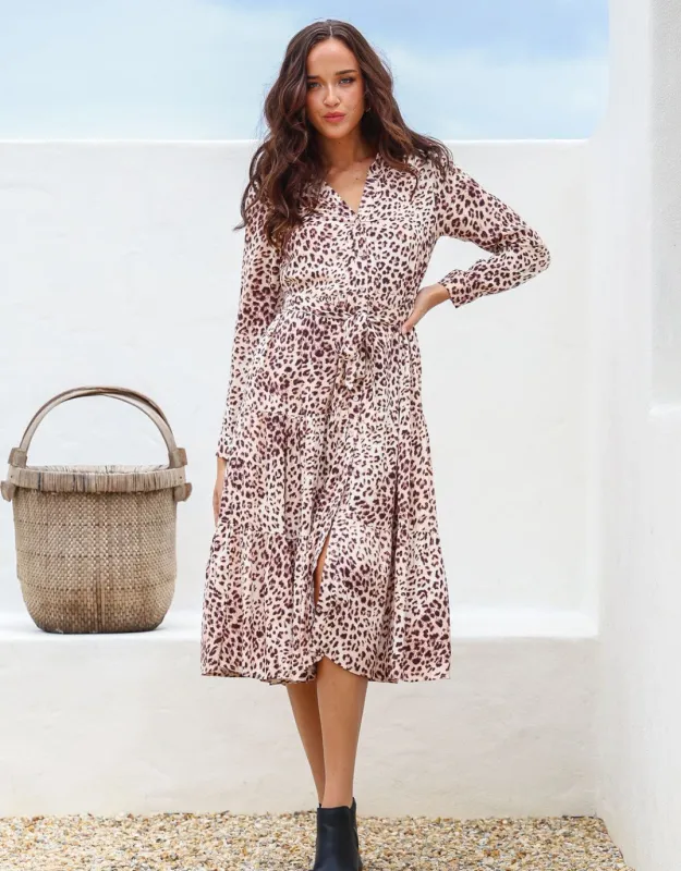 Juno Midi Shirt Dress - Leopard Print sold by White & Co