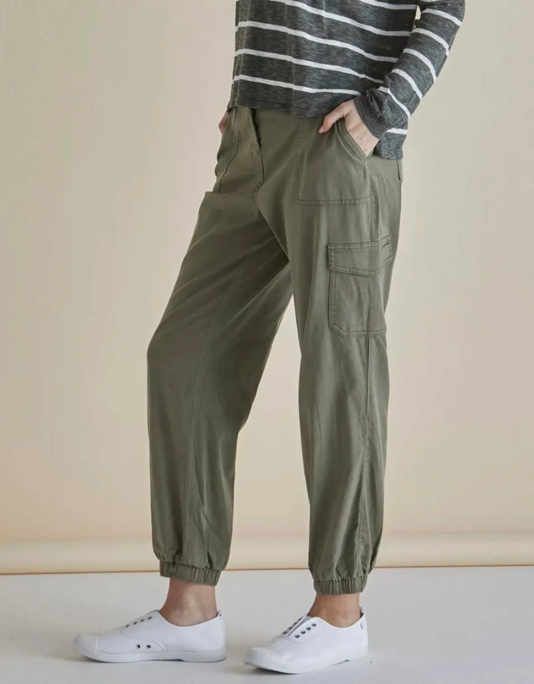 Lacey Lyocell Cargo Jogger - Khaki sold by White & Co product image thumbnail 3