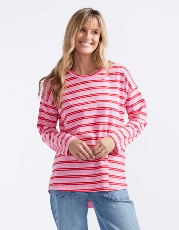 Taylor Tee - Pink/Red Stripe sold by White & Co