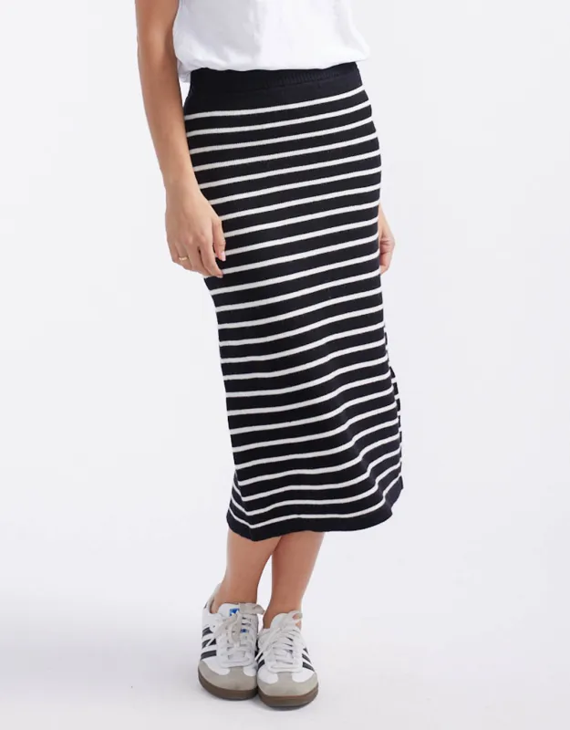 Mari Knit Midi Skirt - Black/White Stripe sold by White & Co