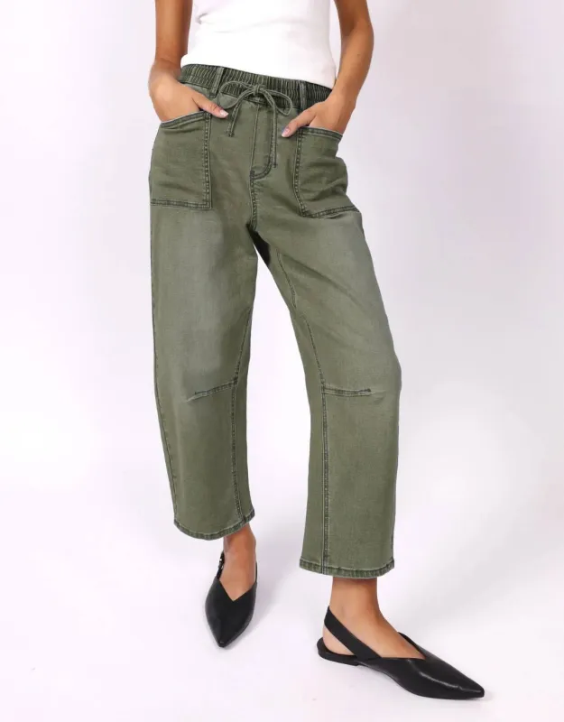 Leo Barrel Jeans - Khaki sold by White & Co