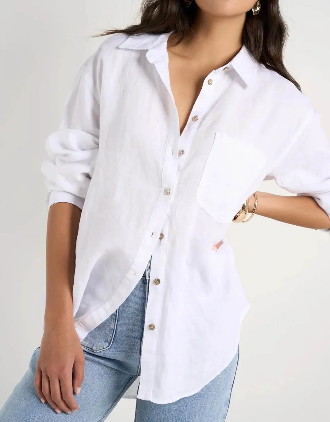 Optimum Linen Oversized Shirt - White sold by White & Co product image thumbnail 3