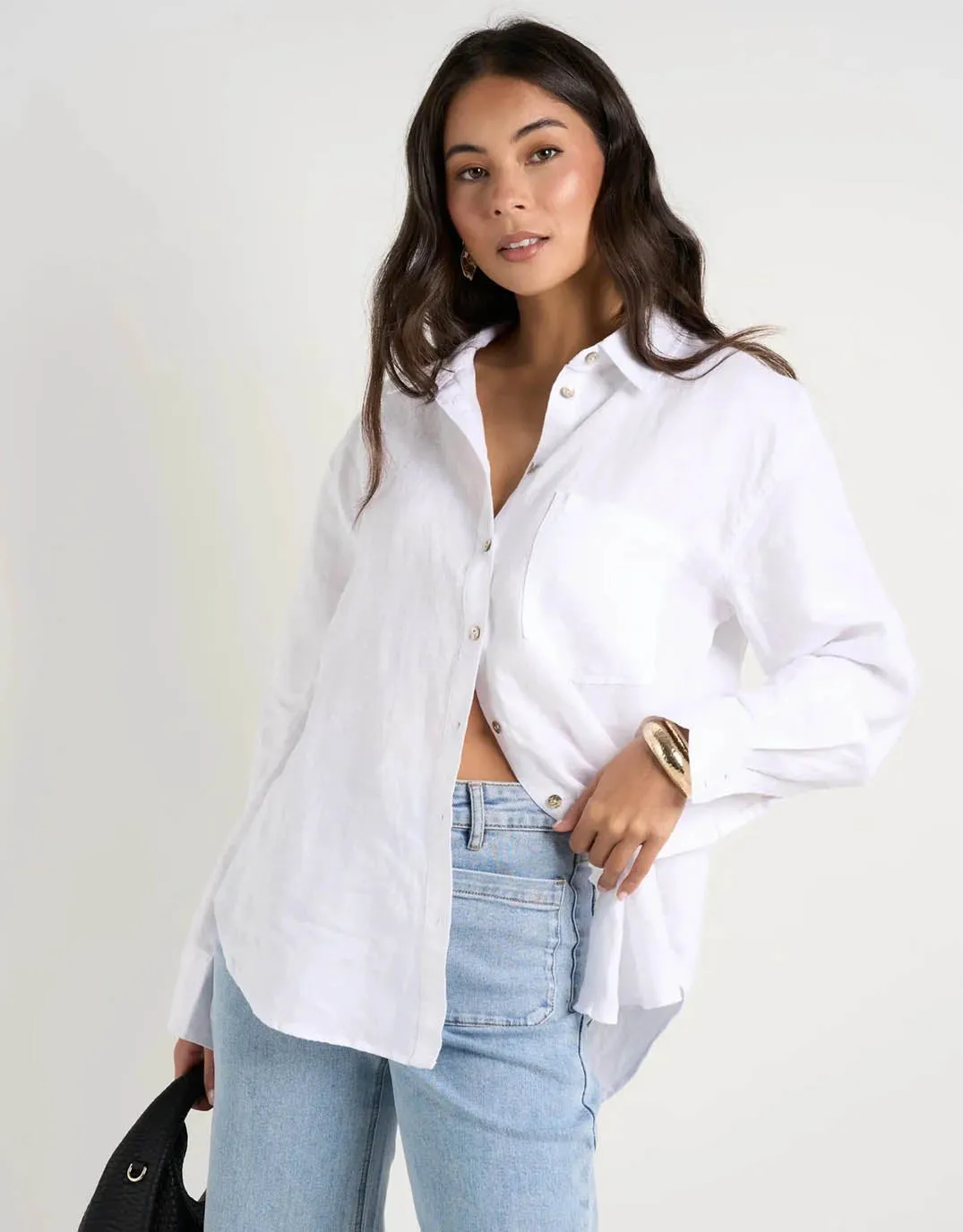 Optimum Linen Oversized Shirt - White sold by White & Co