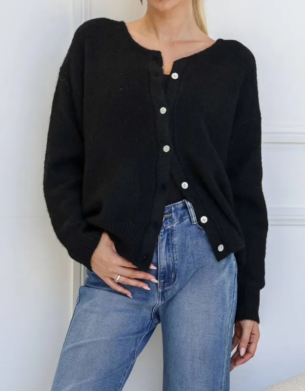 Zara Wool Blend Cardigan - Black sold by White & Co