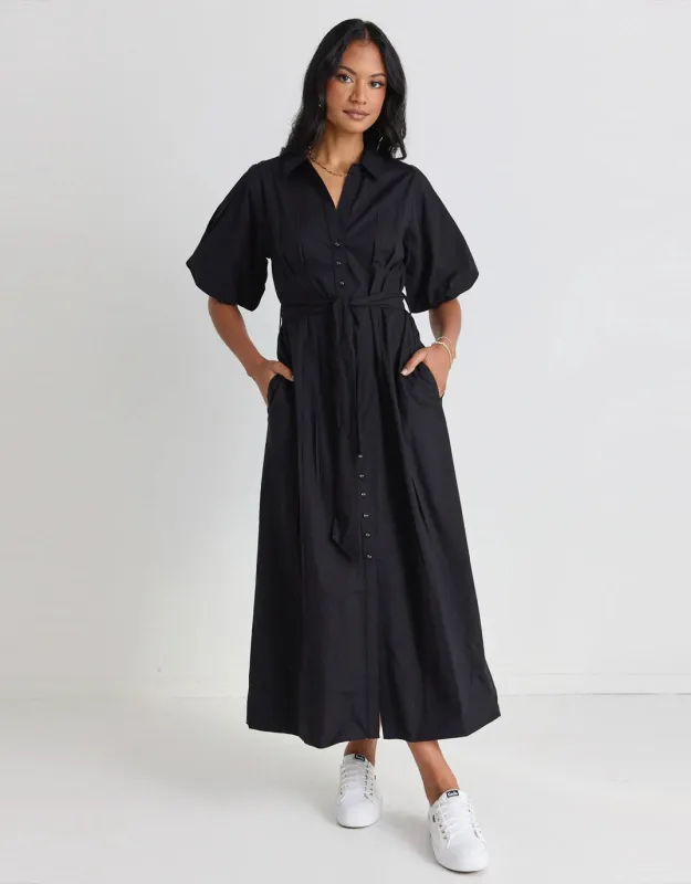 Dusk Midi Dress - Black sold by White & Co
