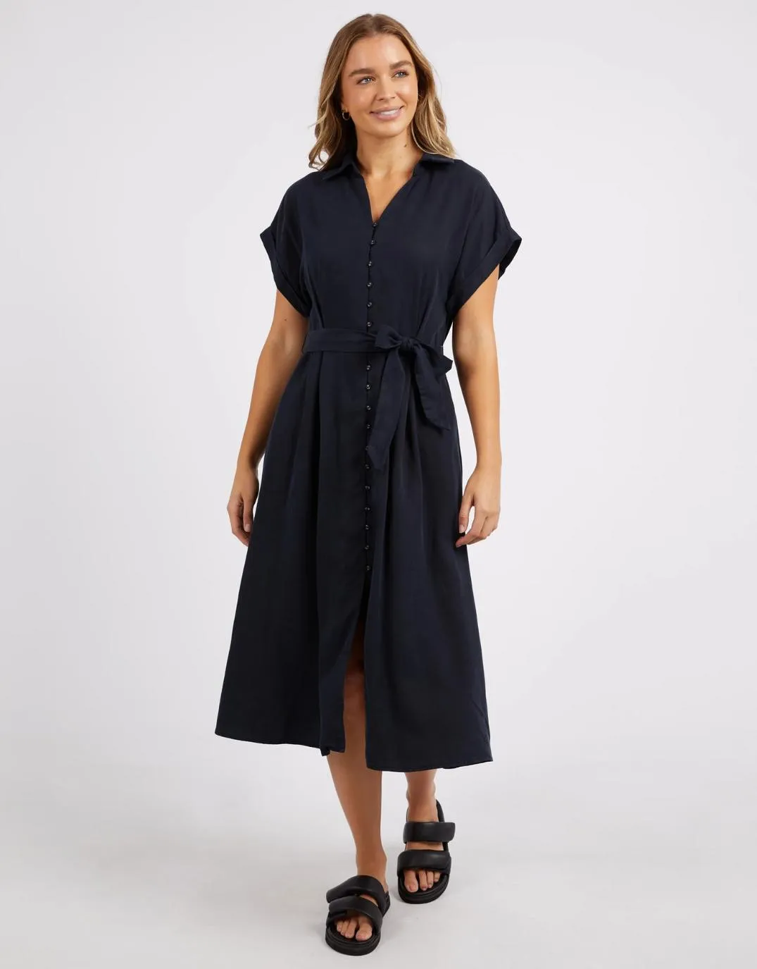 Lucia Dress - Washed Black sold by White & Co