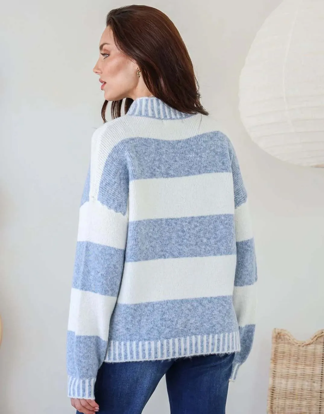 Gigi Wool Blend Stripe Knit - Blue/Winter White sold by White & Co product image thumbnail 4