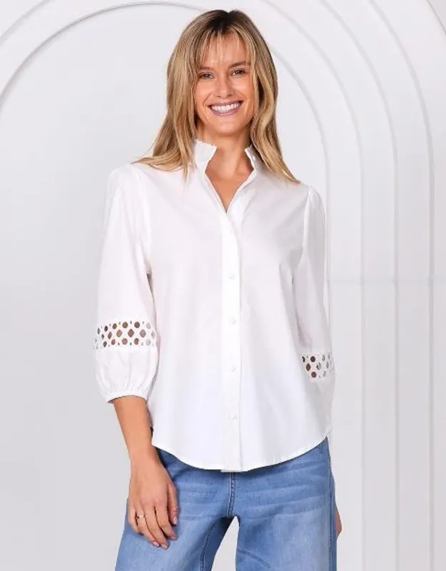 Gabrielle Cotton Blouse - White sold by White & Co