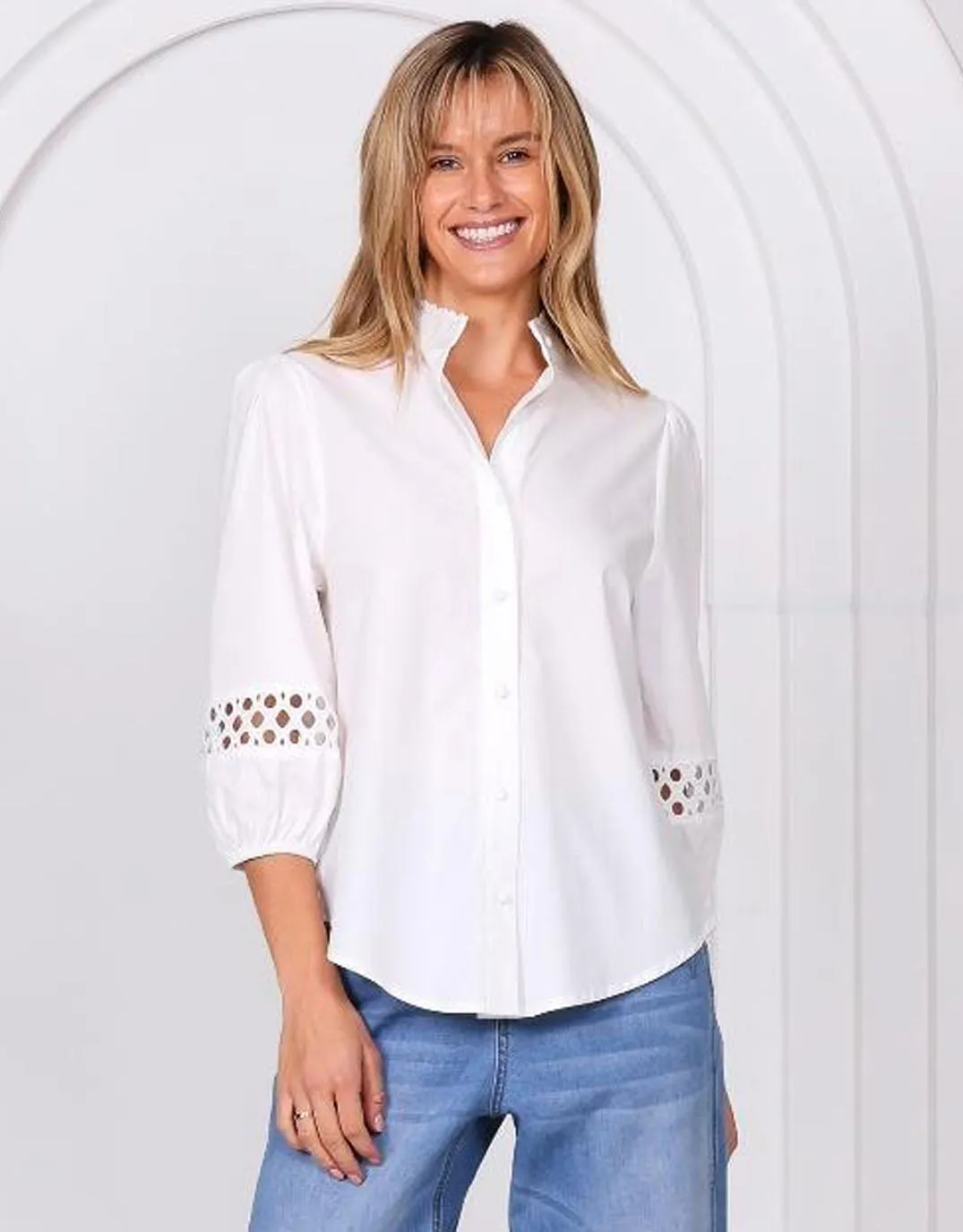 Gabrielle Cotton Blouse - White sold by White & Co