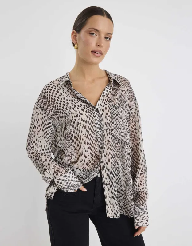 Felix Shirt - Charcoal Snake sold by White & Co