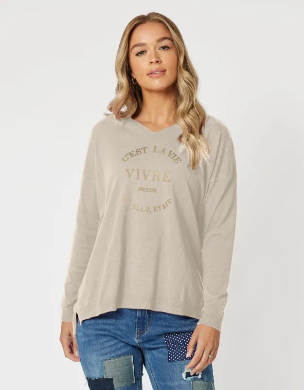 C'est La Vie Knit - Natural sold by White & Co