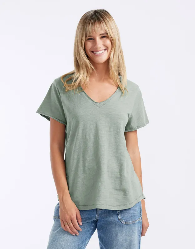 Original V Neck T-Shirt - Sage sold by White & Co