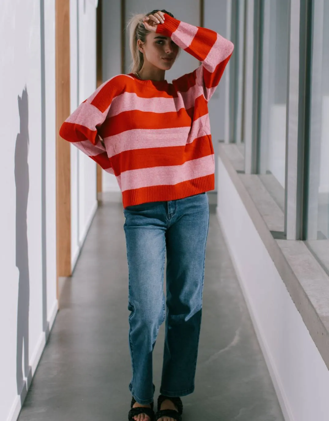 Frankie Stripe Knit - Red/Pink sold by White & Co product image thumbnail 3