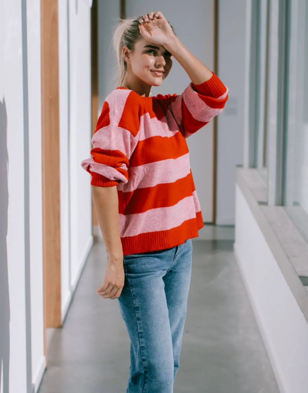 Frankie Stripe Knit - Red/Pink sold by White & Co product image thumbnail 4