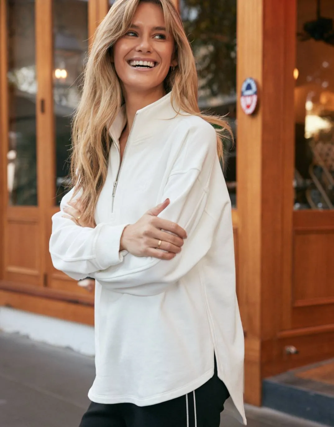Unwind Half Zip Sweater - White sold by White & Co